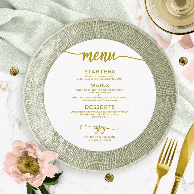 Calligrafi av Bröllop-Elegant-menu enkel Guld Meny (Skapare uppladdad)