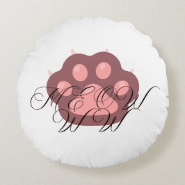 Calligrafi av Cute Cat Tass ’MEOW’ - Adsible Kattu Rund Kudde