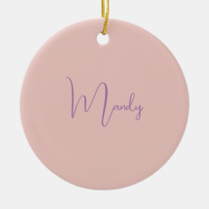 Calligrafi Elegant Ro Guld Plain Simple Namn Julgransprydnad Keramik