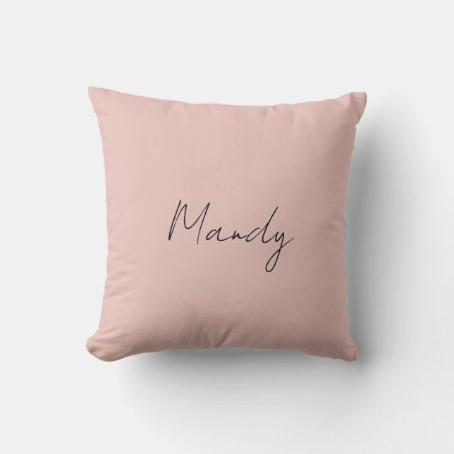 Calligrafi Elegant Ro Guld Plain Simple Namn Kudde (Framsida)