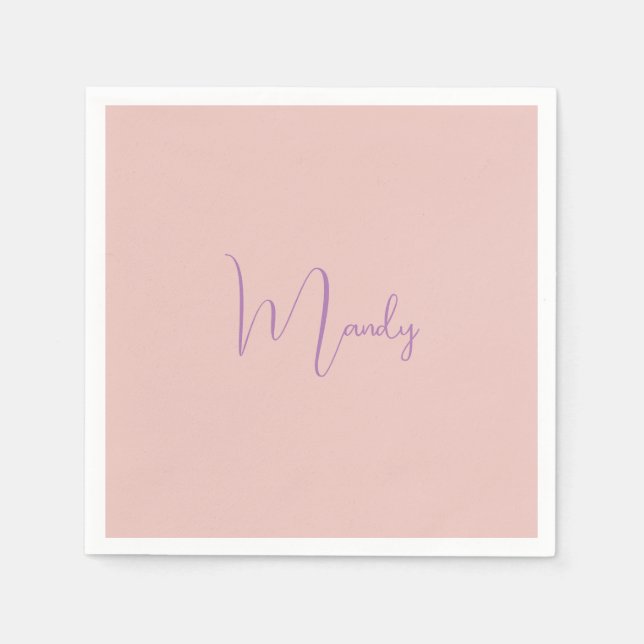 Calligrafi Elegant Ro Guld Plain Simple Namn Pappersservett (Framsidan)