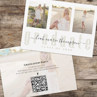 Calligrafi guld Student QR-kod Social Media Inbjudningar