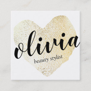 Calligrafi, handskriven Guld i Cute Guld Fyrkantigt Visitkort
