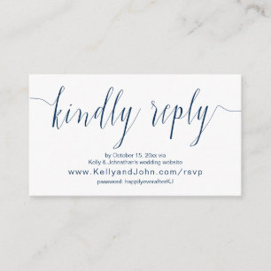 Calligrafi i Bröllop, marinblått, Online, inre OSA Tilläggskort