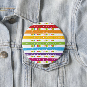Calligrafi Kärlek är Kärlek Rainbow Pride Knapp