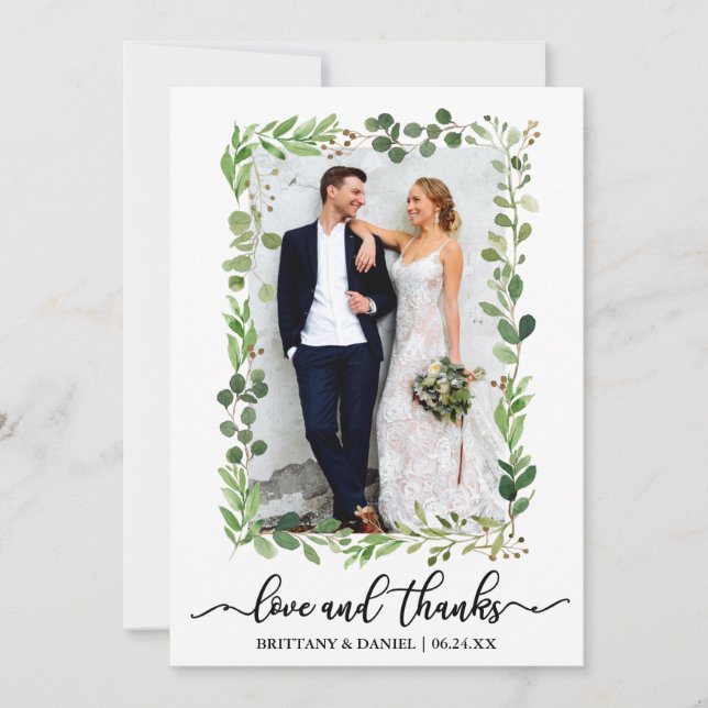 Calligrafi Kärlek och tack Watercolor Eucalyptus (Framsida)