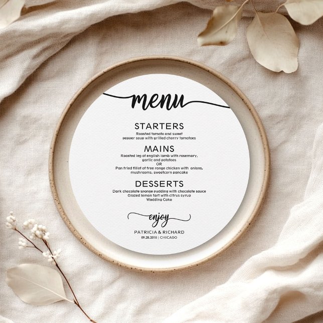 Calligrafi med enkel Elegant i Bröllop-menyn Meny (Skapare uppladdad)