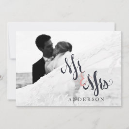 Calligrafi Mr & Mrs Bröllop Tack Photo Card Kort