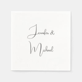 Calligrafi Namn Elegant Enkelt Grått Vitt  Pappersservett