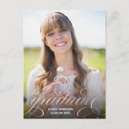 Calligrafi över ro-Guld, överlägg med foto Student Vykort