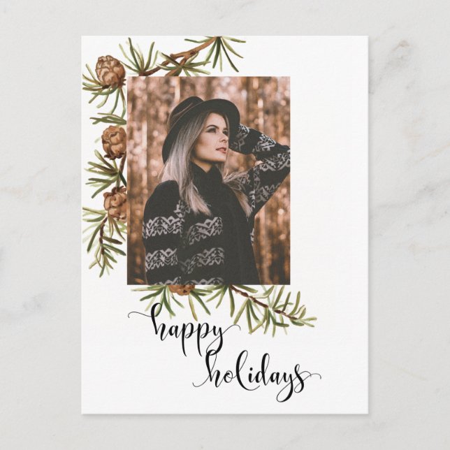 Calligrafi över Winter Gräs Glad helg | Foto Vykort (Framsida)