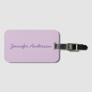 Calligrafi Pastel Thistle Rosa Personlig Bagagebricka