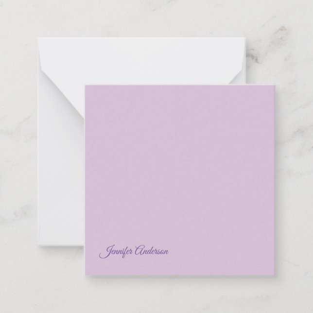 Calligrafi Pastel Thistle Rosa Personlig Namn Anteckningskort (Framsida)
