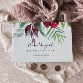 Calligrafi Tropical Färgad Blommigt Bröllop Gästböcker