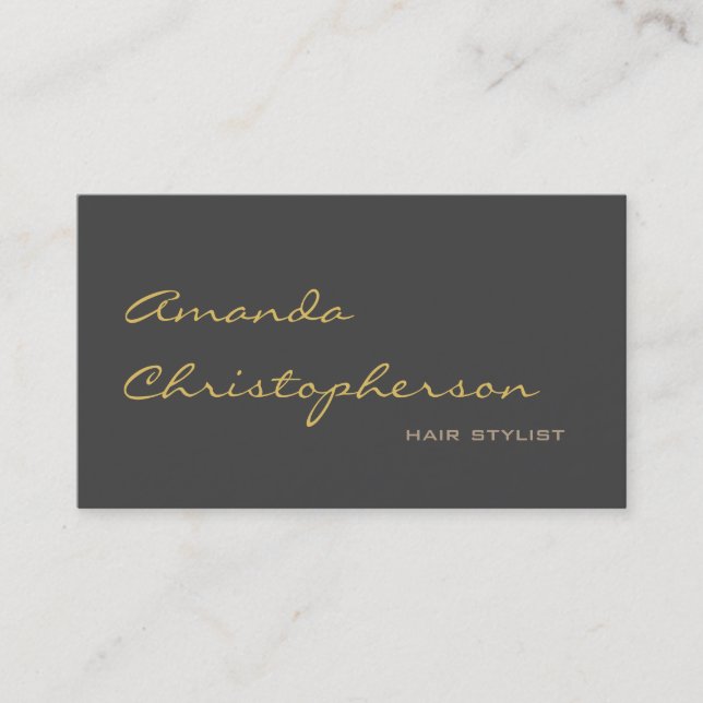 Calligrafiskt Grått Chic Hair Stylist-Affärskort Visitkort (Framsida)