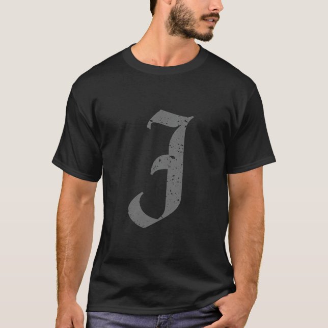 Calligrafiskt huvudstad Brev J Grunge T Shirt (Framsida)