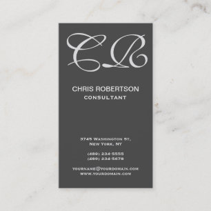 Calligrafiskt Monogram Black Grått-Affärskort Visitkort