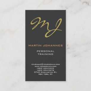 Calligrafiskt monogram Guld Grått-Affärskort Visitkort
