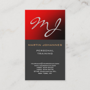 Calligrafiskt monogram Red Grått-Affärskort Visitkort