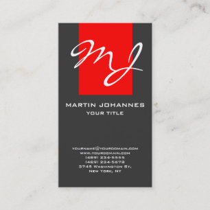 Calligrafiskt monogram Red Mörk Grått-Affärskort Visitkort