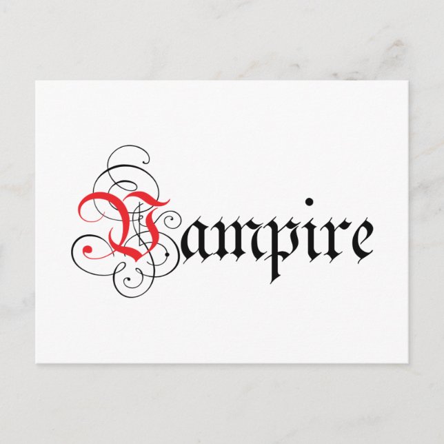 Calligrafiskt Vampire Vykort (Framsida)