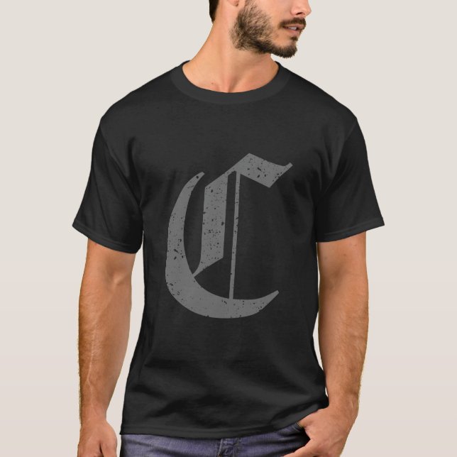 Calligrafiskt versalt Brev C Grunge T Shirt (Framsida)