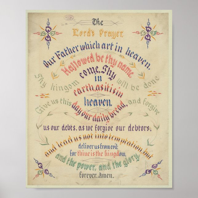 CalliGraph Lord's Prayer Geometric Flourods Poster (Framsidan)