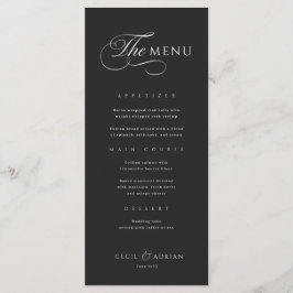 Calligraphic Elegant Black Wedding Menu Meny