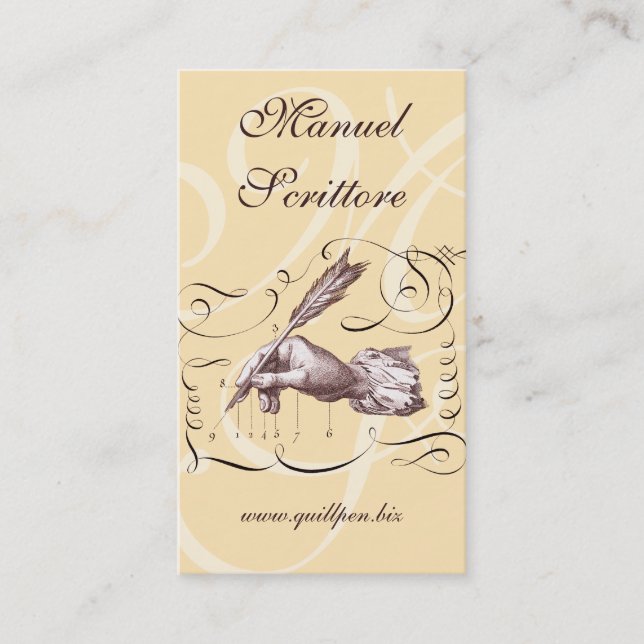 Calligraphic visitkort för författare, bokhandel (Framsida)