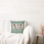 Calligraphy 3 Photo God jul Sage Grönt Kudde<br><div class="desc">Modern Roligt Calligraphy Script 3 Photo God jul Pillow - Sage Grönt Background</div>