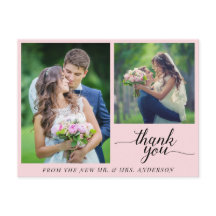 Calligraphy 3 Photos Bröllop Tack Rosa