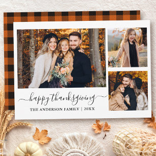 Calligraphy 3 Photos Thanksgiving Orange Play Julkort