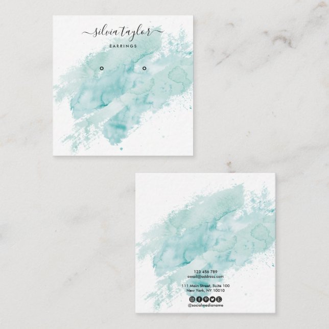 Calligraphy Abstrakt Earring visning logotyp Buss Fyrkantigt Visitkort (Fram/baksida)