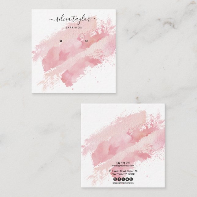 Calligraphy Abstrakt Earring visning logotyp Buss Fyrkantigt Visitkort (Fram/baksida)