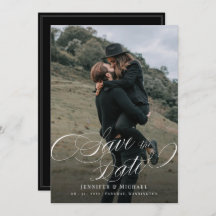 Calligraphy Anpassningsbar Photo Bröllop spara dat