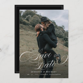 Calligraphy Anpassningsbar Photo Bröllop spara dat Spara Datumet