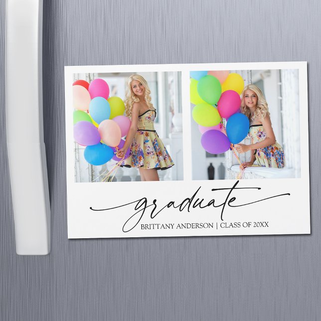 Calligraphy Bläck 2 Photo Studenten Magnet Card (Customize to change your personalized text size or text style.)