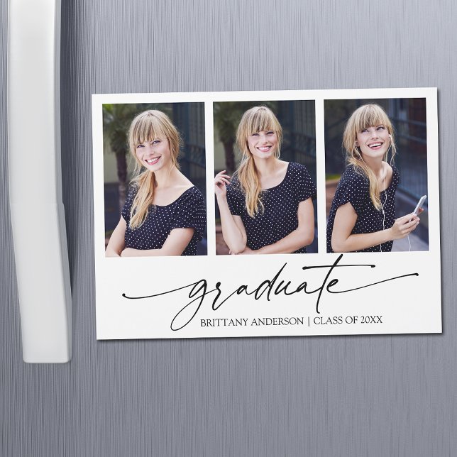 Calligraphy Bläck 3 Photo Studenten Magnet Card (Customize to change your personalized text size or text style.)