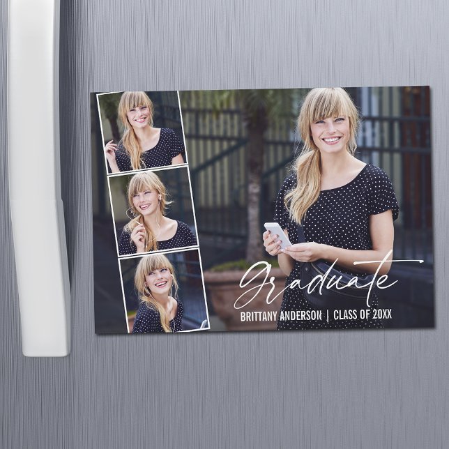 Calligraphy Bläck 4 Photo Studenten Magnet Card (Customize to change your personalized text size or text style.)