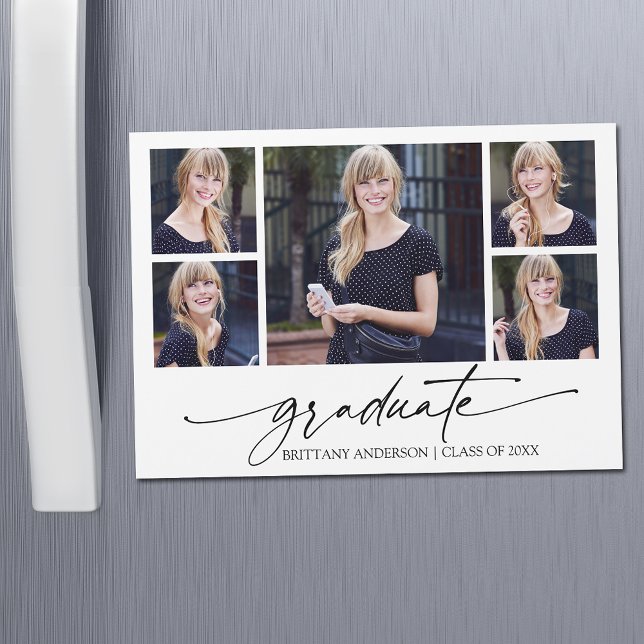 Calligraphy Bläck 5 Photo Studenten Magnet Card (Customize to change your personalized text size or text style.)