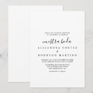 Calligraphy Black and White Nuestra Boda Bröllop Inbjudningar