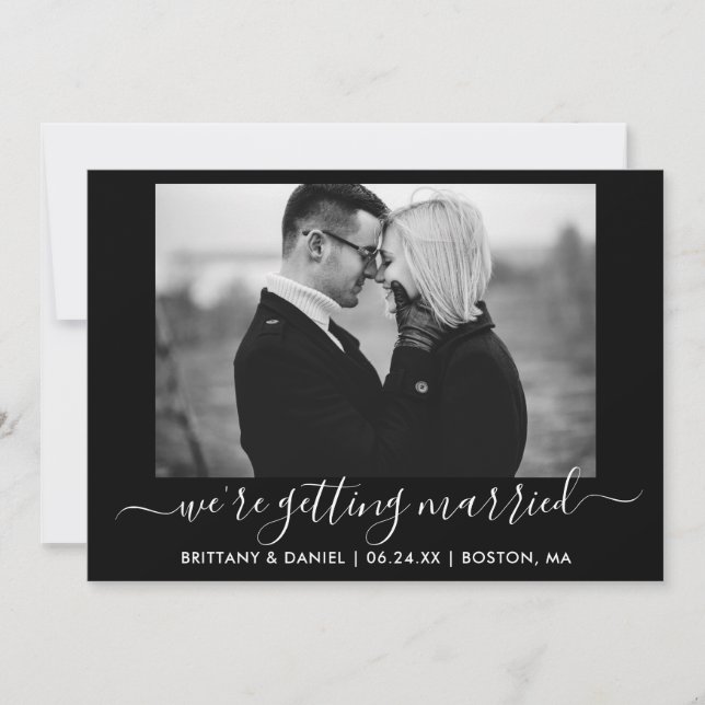Calligraphy Black and White Photo Gifta sig Spara Datumet (Framsida)