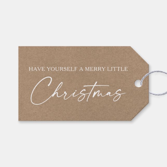 Calligraphy Bläck Pen Minimalist Kraft Jul Presentetikett (Framsidan (Horisontell))