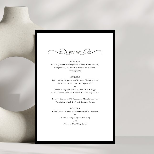 Calligraphy Black Ram Formal Bröllop Meny (Skapare uppladdad)