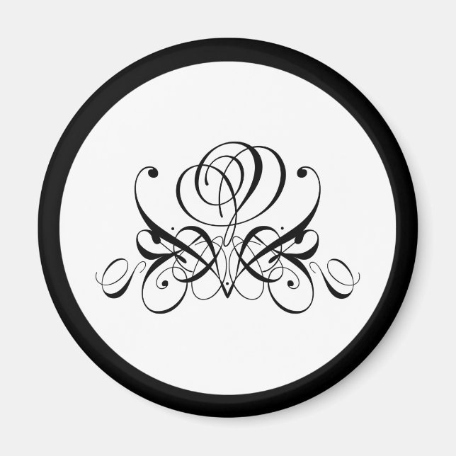 Calligraphy Black Ro Bröllop Magnet (Framsidan)