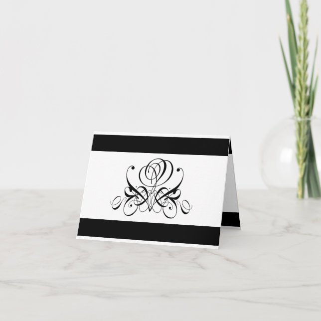 Calligraphy Black Ro Bröllop Tack Kort (Framsida)