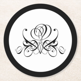 Calligraphy Black Ro Bröllop Underlägg Papper Rund