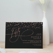 Calligraphy Black Ro Guld Confetti 50:e födelsedag