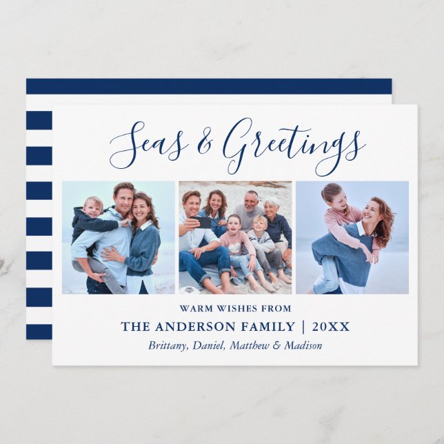 Calligraphy Bläck Script 3 Photo Seas and Hälsning Julkort (Fram/baksida)