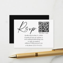 Calligraphy Bläck Script Bröllop QR Black OSA Tilläggskort